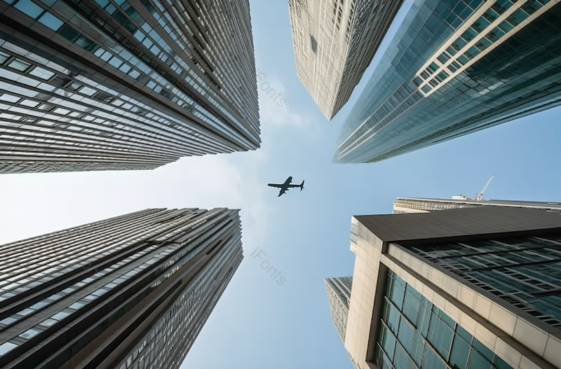 飞机和城市商业建筑商务金融交通运输实拍,高清,摄影图,摄影图片,图片大全,摄影图免费下载